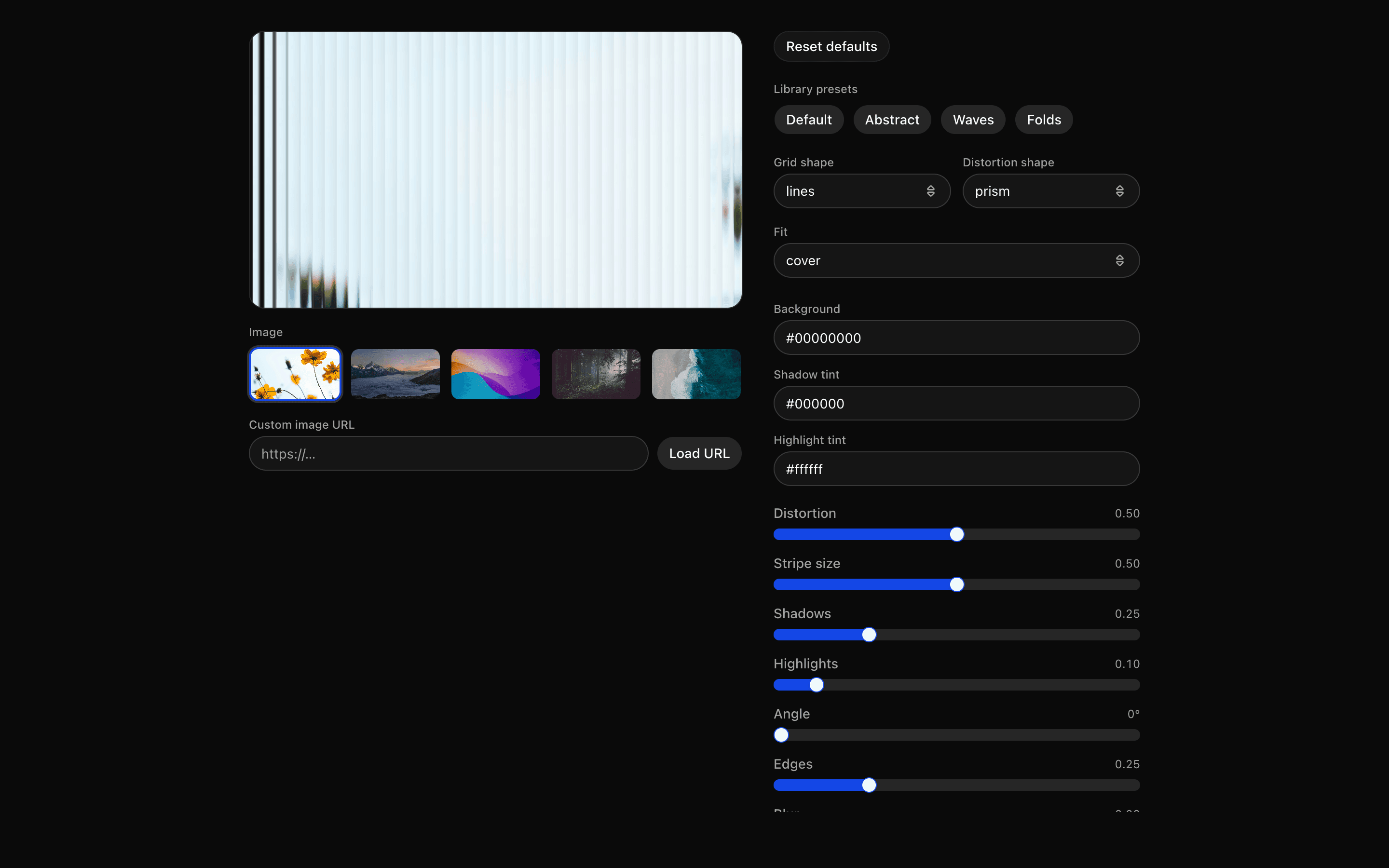 Fluted Glass component preview
