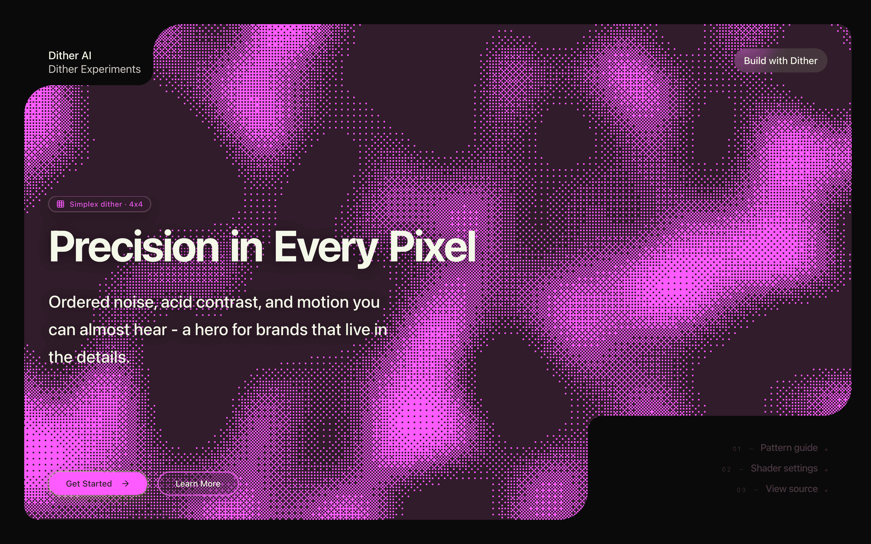 Marketing Hero with Simplex Dithering section preview