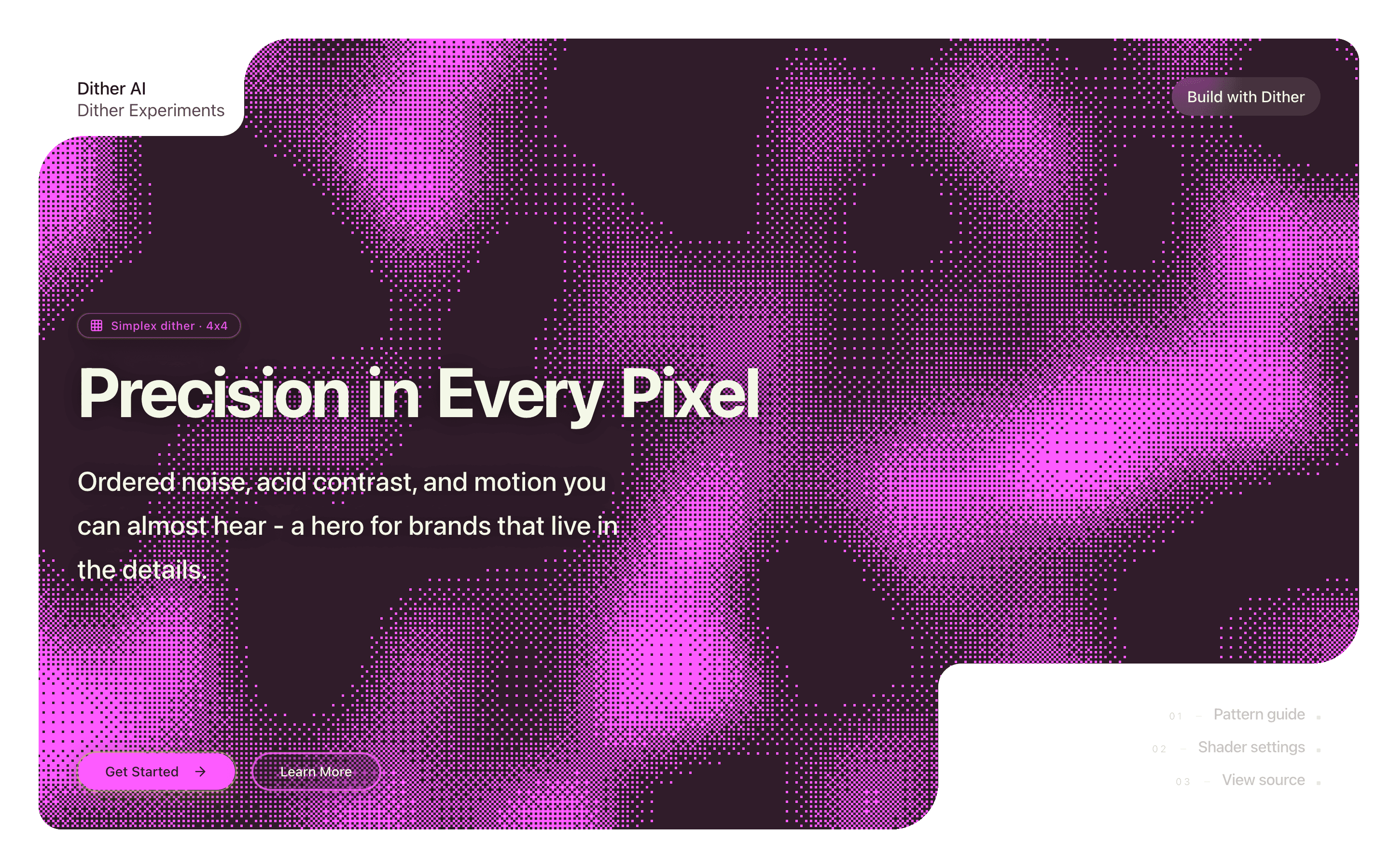 Marketing Hero with Simplex Dithering section preview