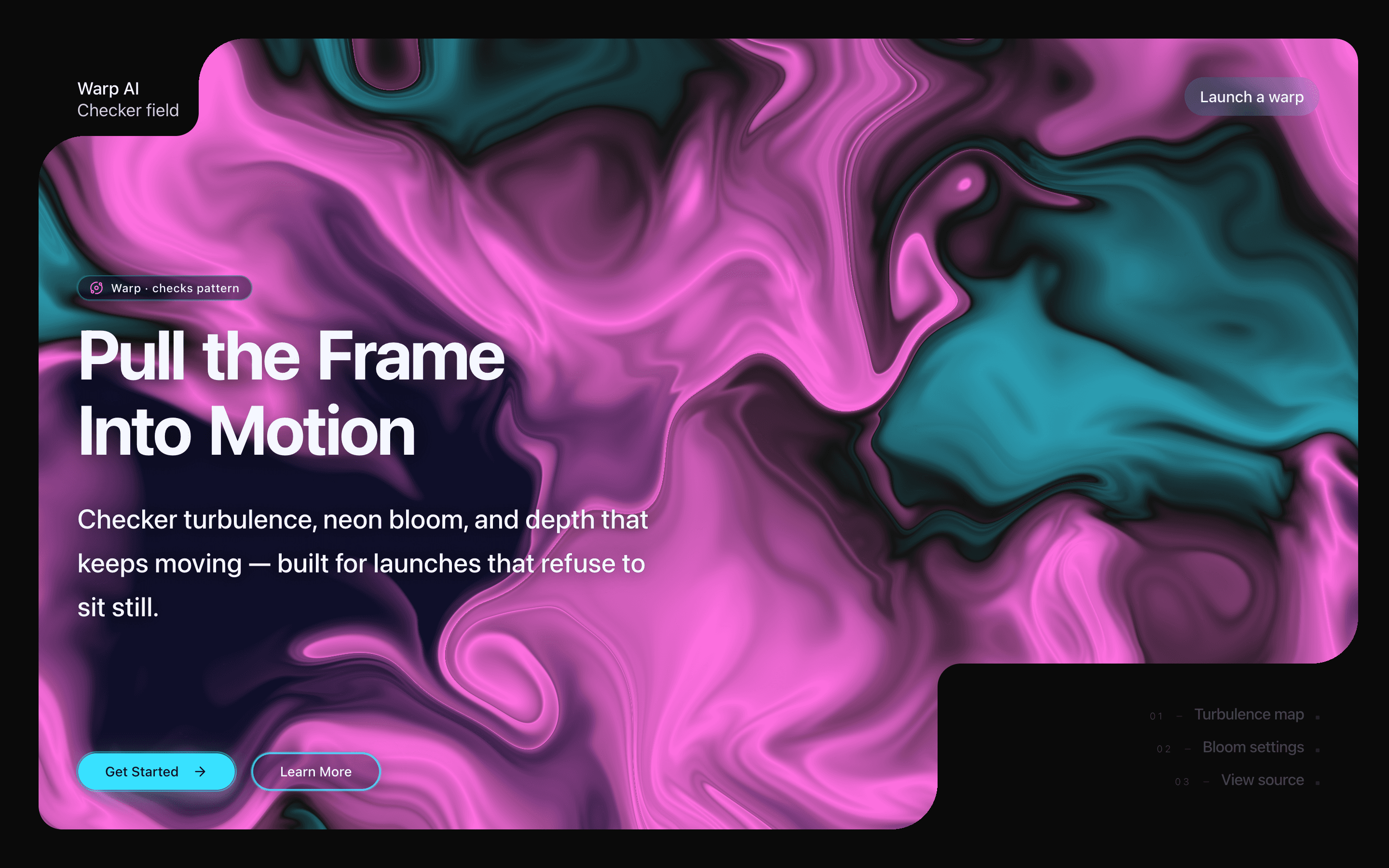 Marketing Hero with Warp Shader section preview