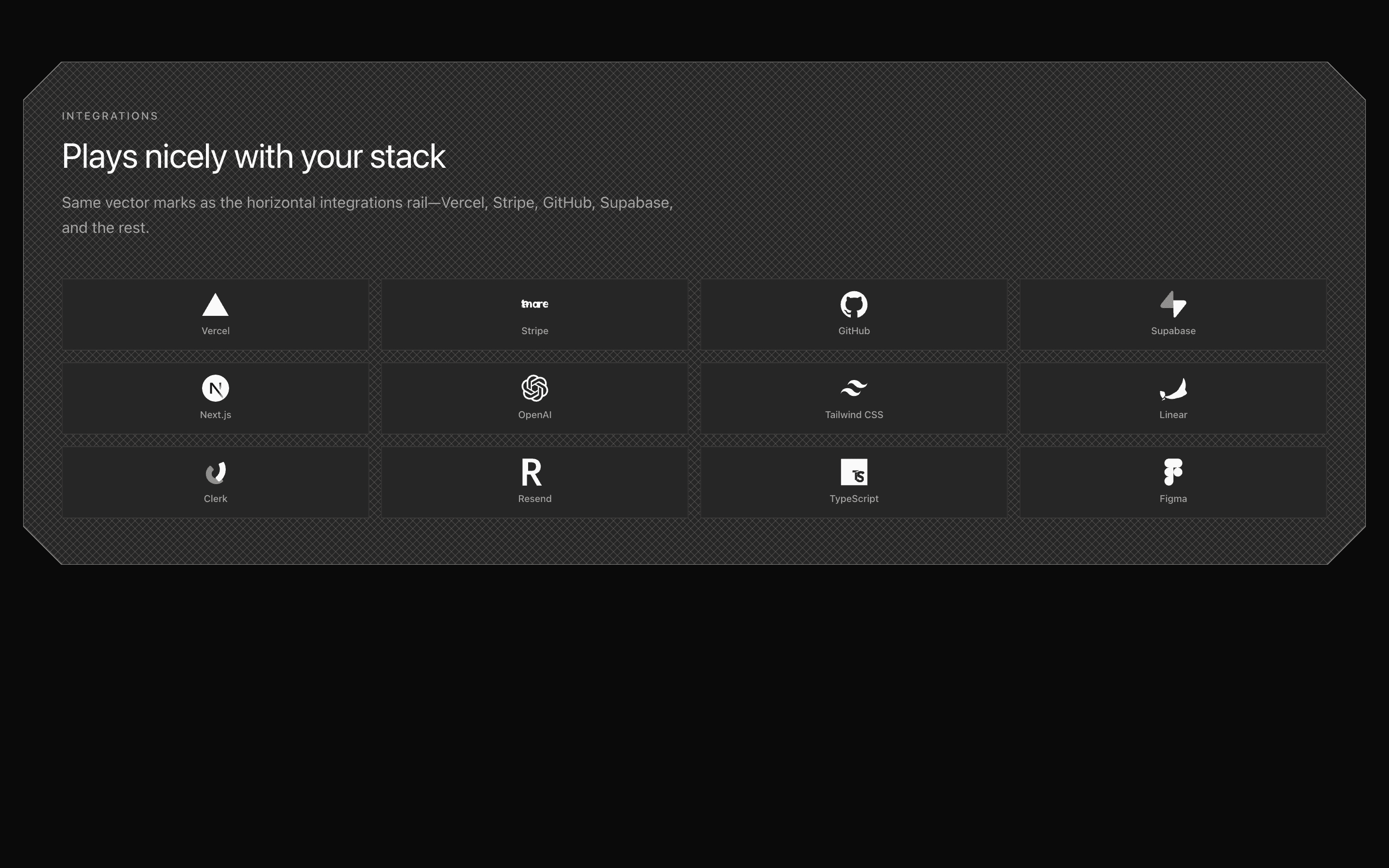 Marketing Integrations Hex section preview