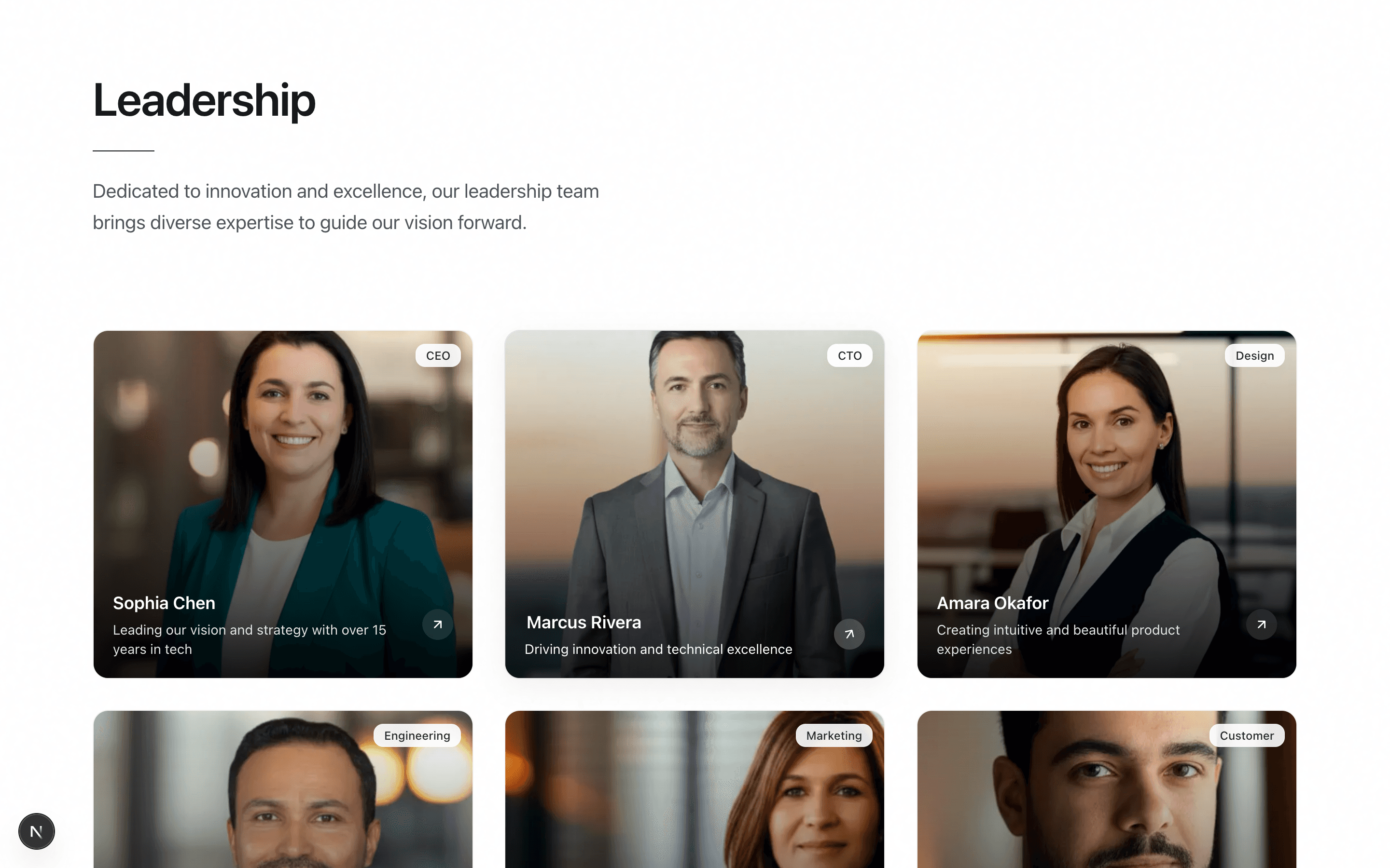 Marketing Team Animated section preview