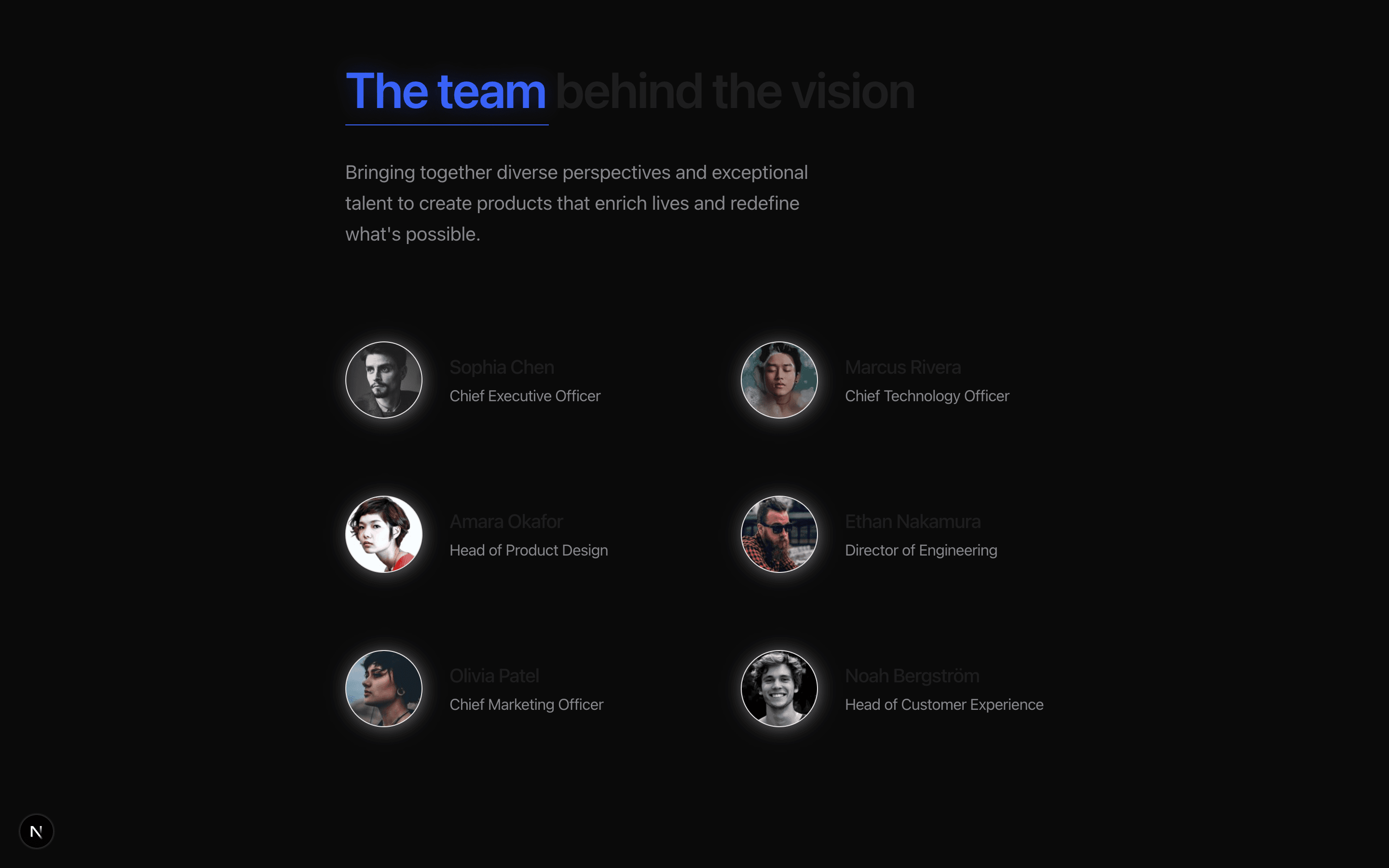 Marketing Team Minimal section preview