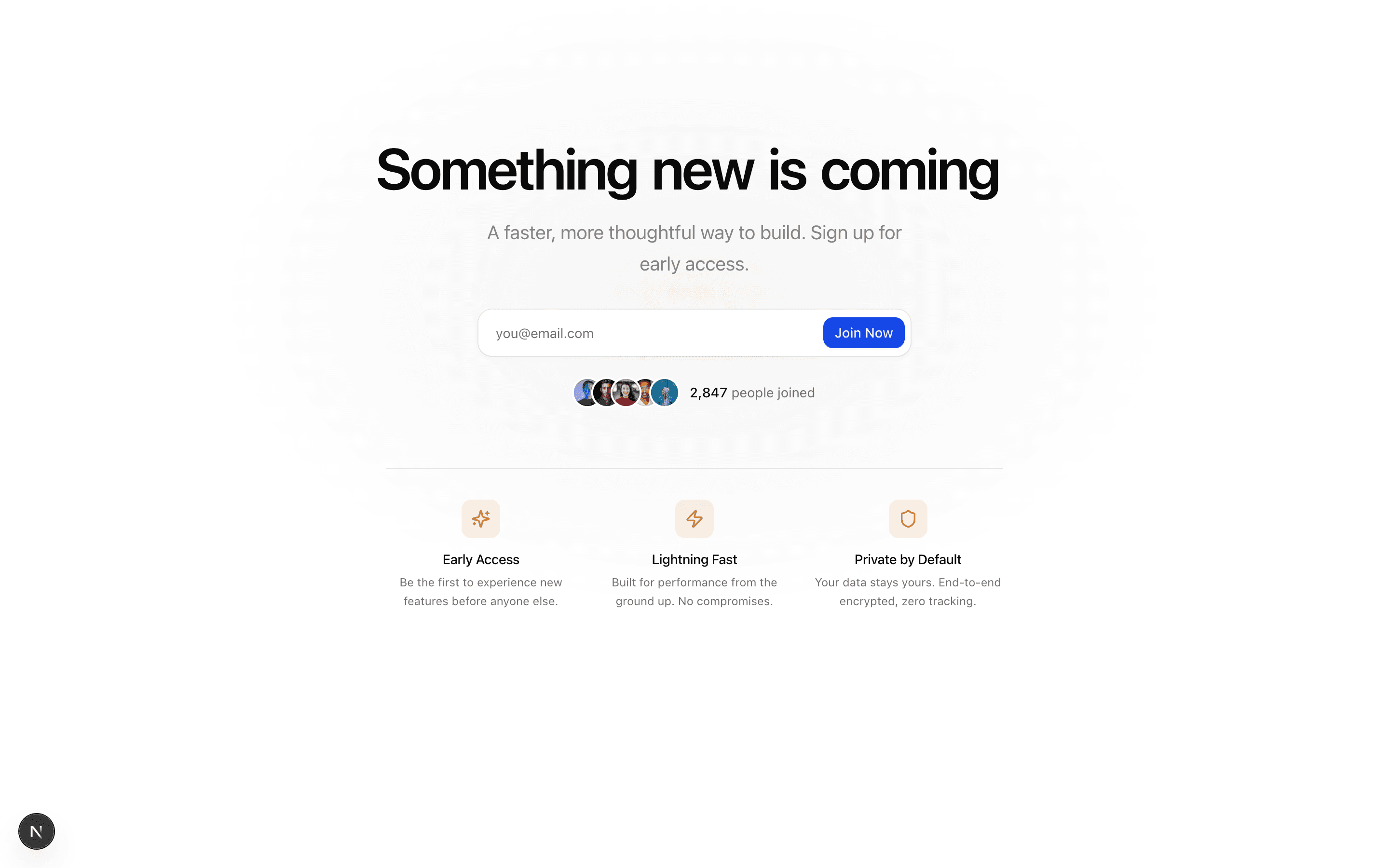 Marketing Waitlist Minimal section preview