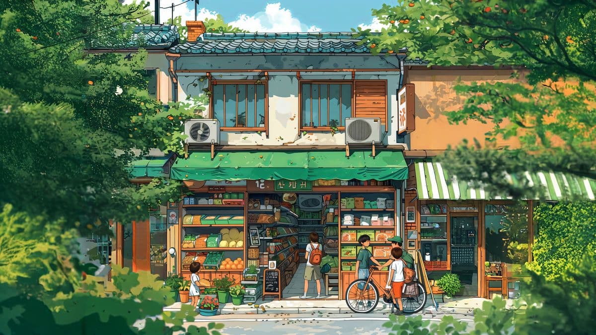 Studio Ghibli-style still 6, dithered