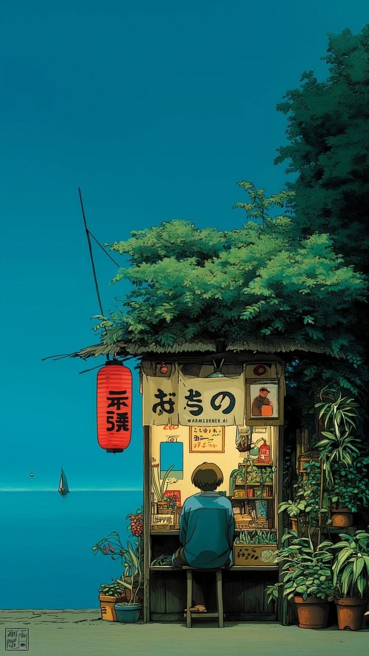 Studio Ghibli-style still 8, dithered