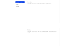 Feature Sticky Section component preview